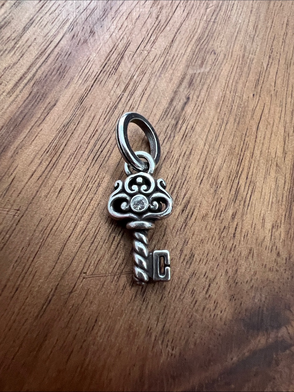 Brighton Silver Key Charm Pendant with Clear Crystal
